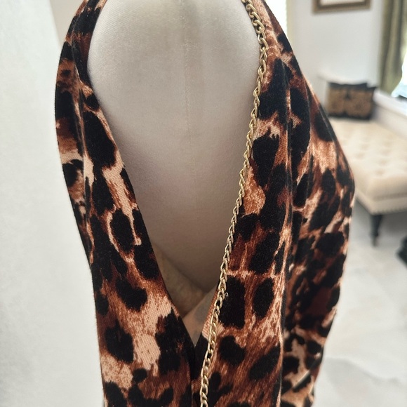 Thalia Sodi Brown Leopard Print Cold Shoulder Blouse - Picture 5 of 8